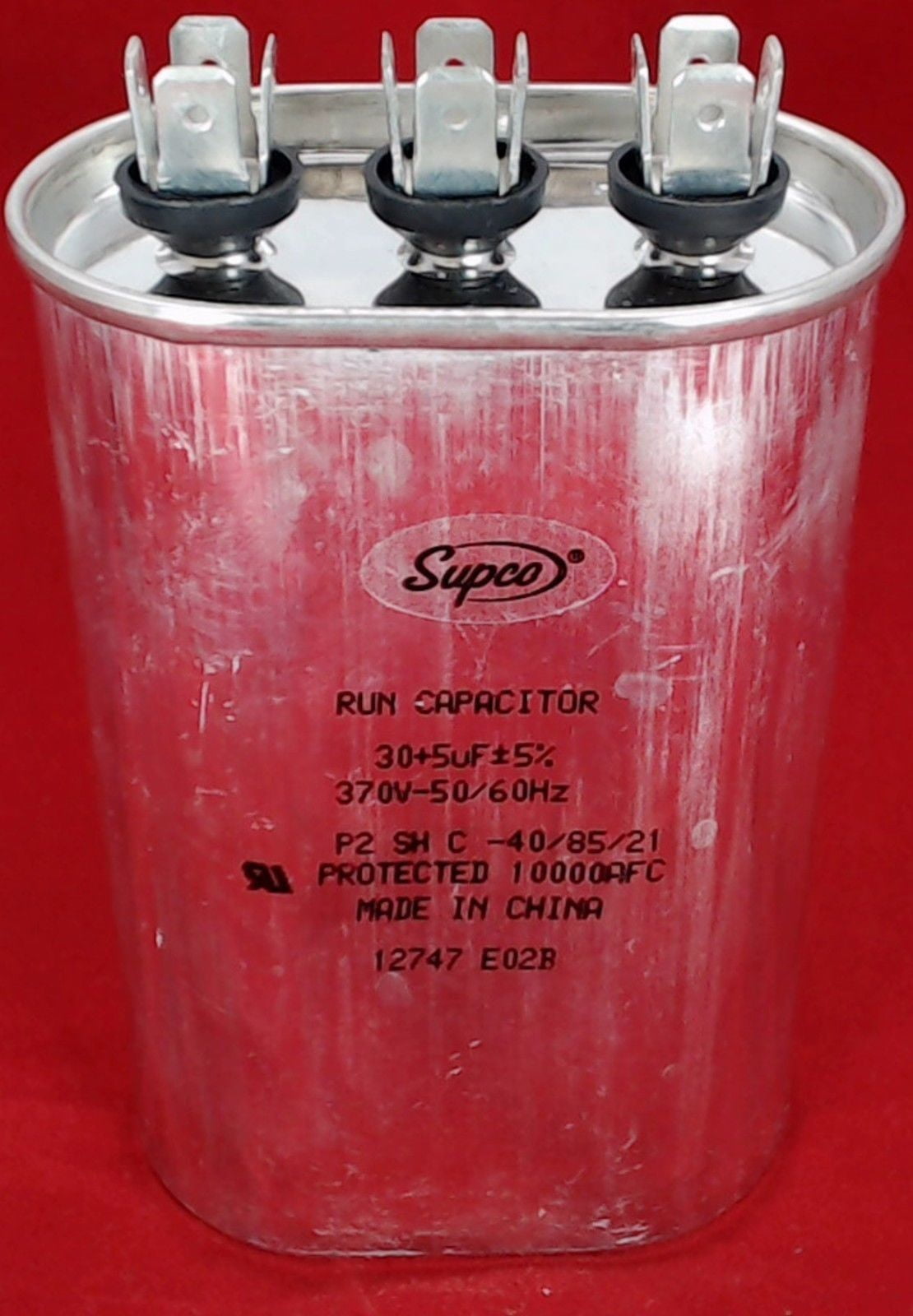 CD30+5X370, Dual Run Capacitor Oval 30 + 5 Mfd. 370 Volt