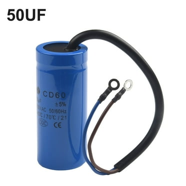 CD60 Run Capacitor 250V AC 50/60Hz with Wire Lead Run Round Capacitor for Motor