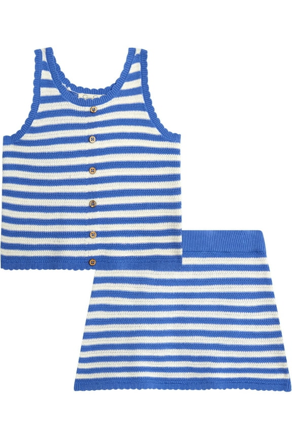 Girls' Cotton Crochet Tank Top and Skirt Set, 2-Piece, Sizes 4-12