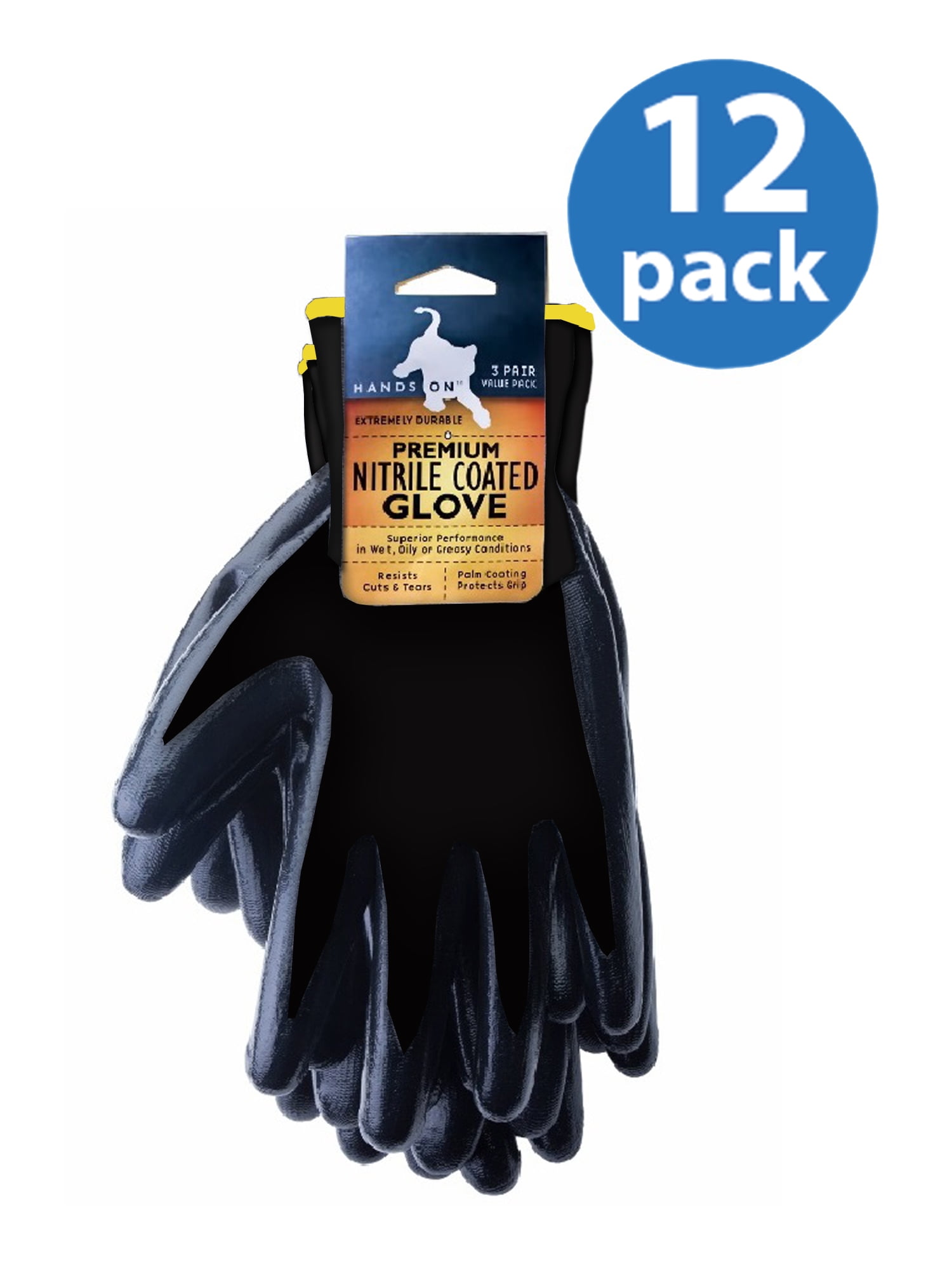 CD9400-M-12PK, Nitrile Coated Gloves, Smooth Finish, 12 Pair Value Pack