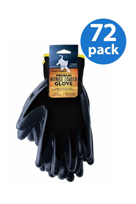 CD9400-M-72PK, Nitrile Coated Gloves, Smooth Finish, 72 Pair Value Pack