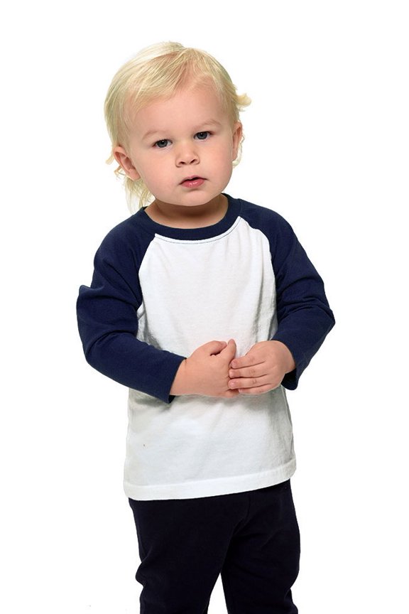 <![CDATA[Infant Raglan Tee-White/Navy-12-18m]]>