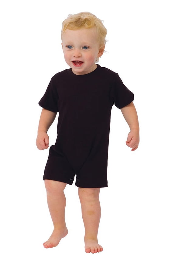 <![CDATA[Interlock Short Sleeve Romper-Heather-3-6 m]]>