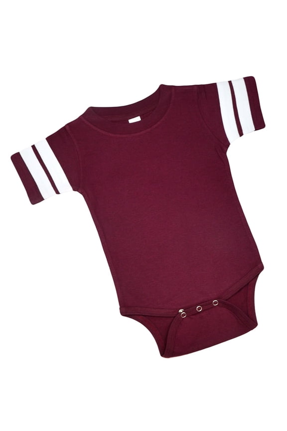 <![CDATA[Short Sleeve Football Bodysuit-Maroon-3-6m]]>