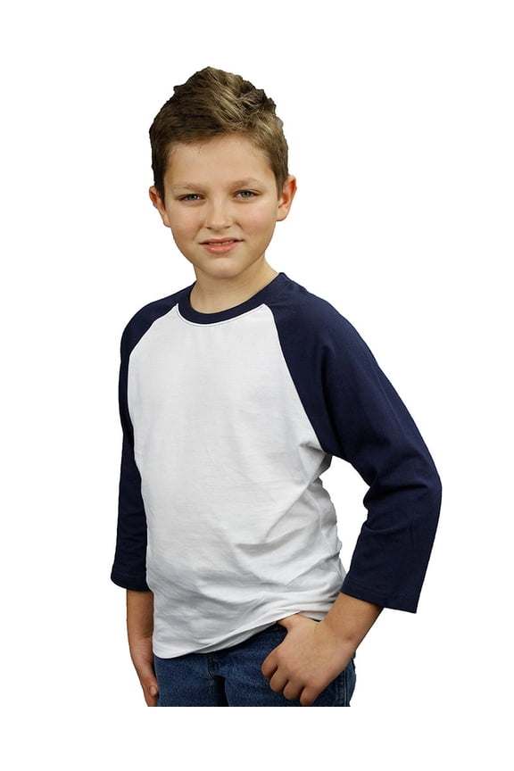 <![CDATA[Toddler Fine Jersey Raglan Tee-White/Navy-2]]>