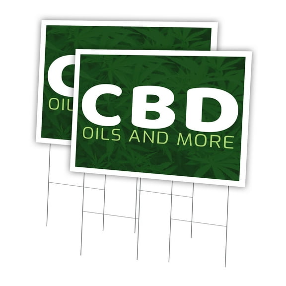 CDB Oils and More 2 Pack Of 24" x 36" Yard Sign & Stake | Advertise Your Business | Stake Included Image On Front Only | Made in The USA