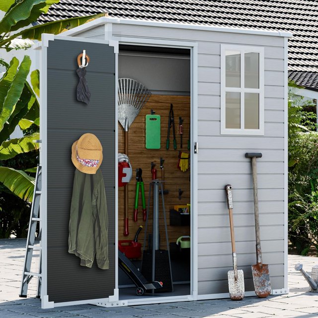 CDCASA 4x6 Feet Resin Storage Shed, Waterproof Outdoor Shed with Floor