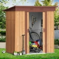thumbnail image 1 of CDCASA Metal Outdoor Storage Shed with Sliding Doors for Garden, 5.3' x 3.2', Brown, 1 of 1