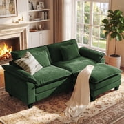 CDCASA 86" Modular Sectional Sofa, 2-Seat L Shaped Cloud Couch with Movable Ottoman, Deep Seat Modern Sofa, Sectional Couches for Living Room, Green