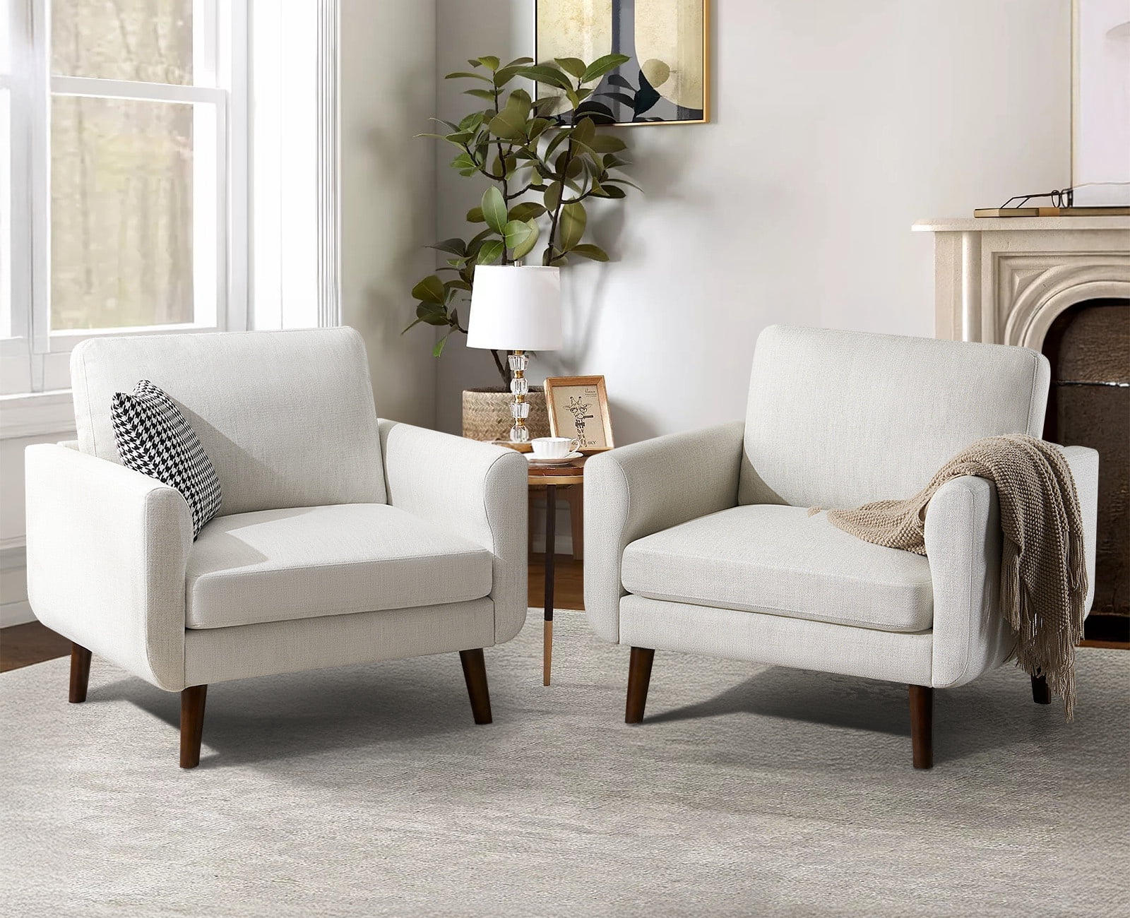 JULY'S SONG Oversized Accent Chair Set of 2, Mid Century Modern Arm ...