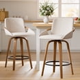 thumbnail image 1 of CDCASA Swivel Bar Stools Set of 2, 26 Inch Counter Height Bar Stools with High Backrest, Linen Wood Upholstered Modern Barstools for Kitchen Counter, Beige, 1 of 10