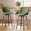 thumbnail image 1 of CDCASA Swivel Bar Stools Set of 2, 26 Inch Counter Height Bar Stools with High Backrest, Linen Wood Upholstered Modern Barstools for Kitchen Counter, Green, 1 of 9