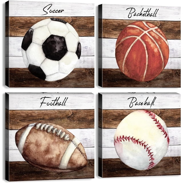 CDDposter 4Pcs Large Sports Wall Art Sports Room Decor for Boys Bedroom ...