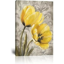CDDposter Abstract Yellow Flowers Pictures for Bathroom Bedroom Living Room Office Home Decor Tulip Decorative Painting Canvas Print Framed