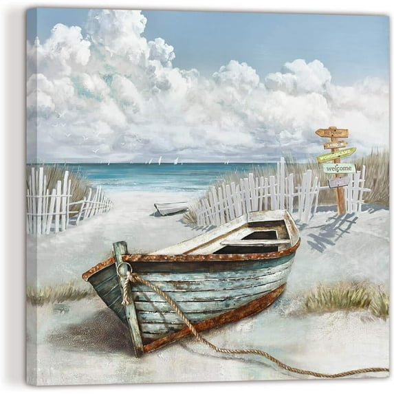 CDDposter Bathroom Decor Light Blue ocean Wall Art Print picture Poster Marine Theme Boat Canvas Painting on Modern Bedroom Office diningroom
