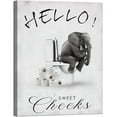 thumbnail image 1 of CDDposter Bathroom Elephant Wall Art Black & White Wall Decor Hello Sweet Cheeks Funny Signs Modern Elephants with Toilet Picture Canvas Print Paintings for Bathroom Bedroom Living Room 12x16, 1 of 7