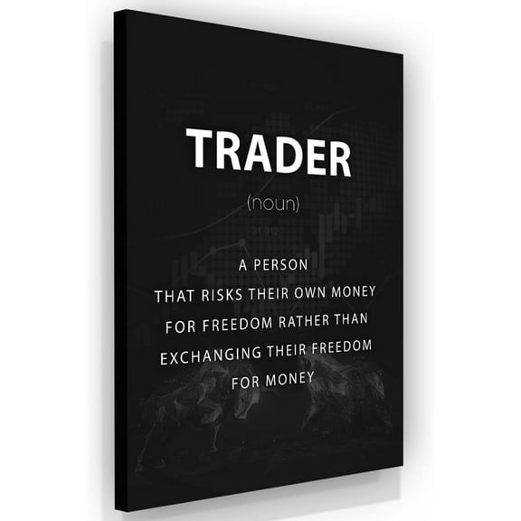 CDDposter Canvas Poster Trader Noun Definition Motivational Wall Art Poster Money Forex Trade Stock Market Sign Canvas Prints Painting Picture Artwork Bedroom Trader Office Decor for Living Room