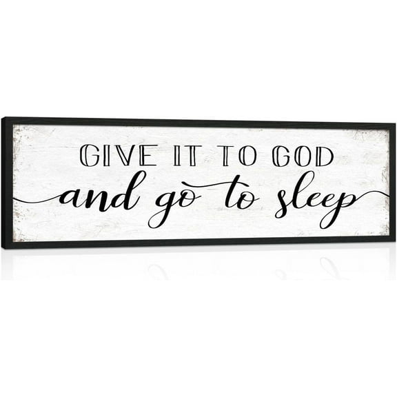CDDposter Give It to God and Go to Sleep Sign: Farmhouse Bedroom Wall Decor Above Bed Rustic Country Master Bedroom Unframed Hanging Decor Country Plaque