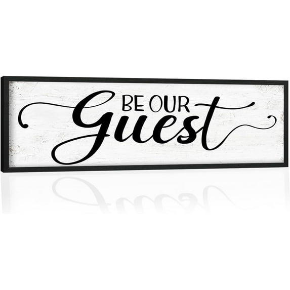 CDDposter Be Our Guest Wall Decor Above Bed Framed 12" x 40",Kitchen Signs Wall Decor Modern Rustic Family Signs Wall Art Farmhouse Country Master Bedroom Signs Hanging Wall Plaques