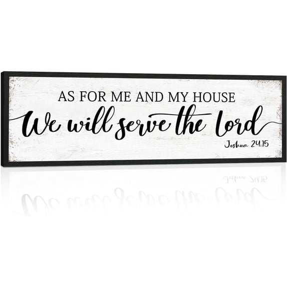 CDDposter As for Me and My House We Will Serve the Lord Sign: Rustic Family Bedroom Signs Wall Decor Above Bed,Framed Country Wall Plaque Hanging Farmhouse Bible Verse Sign Christian Art Gifts 12x40"
