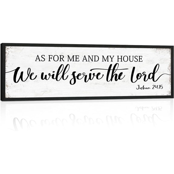 CDDposter As for Me and My House We Will Serve the Lord Sign: Rustic Family Bedroom Signs Wall Decor Above Bed,Framed Country Wall Plaque Hanging Farmhouse Bible Verse Sign Christian Art Gifts