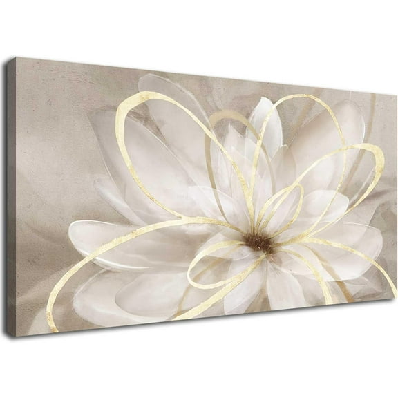 CDDposter Large Painting Flower Canvas Wall Art for Living Room 30"x60" Gold Wall Decor Line Art Picture Wall Decor for Girls Bedroom Dining Room Kitchen