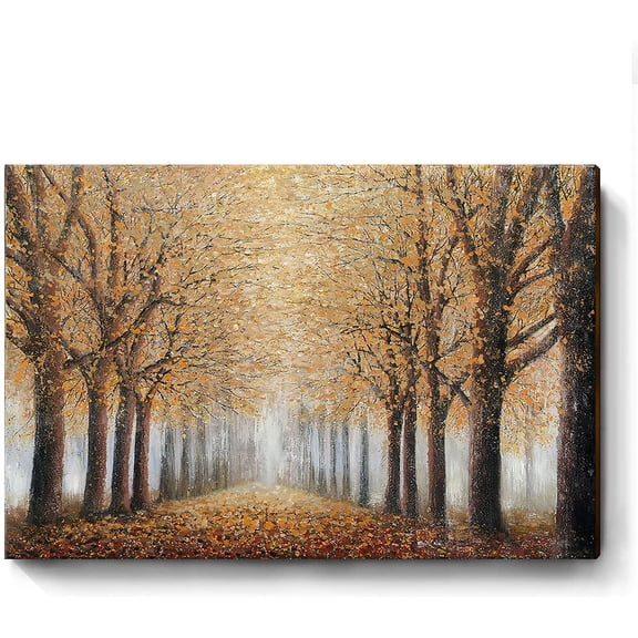 CDDposter Tree Wall Art for Living Room Hand-Painted Forest Oil Painting Framed Grove Artwork Autumn Landscape Canvas Picture for Living Room Bedroom Home Decorations Wall Decor Large 18x12""