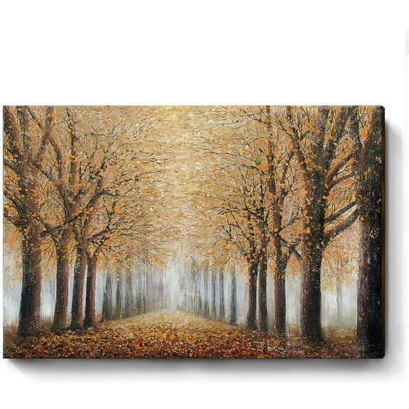 CDDposter Tree Wall Art for Living Room Hand-Painted Forest Oil Painting Framed Grove Artwork Autumn Landscape Canvas Picture for Living Room Bedroom Home Decorations Wall Decor Large 36"x24"