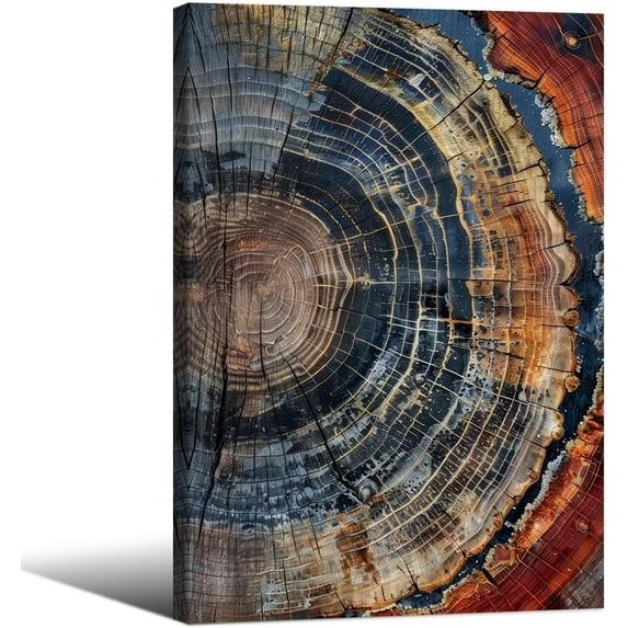 CDDposter Vintage Trendy Abstract Tree Ring Wall Art Modern Colorful Nature Poster 24x36 inch Framed Minimalist Aesthetic Canvas Prints for Farmhouse Living Room Wall Decor