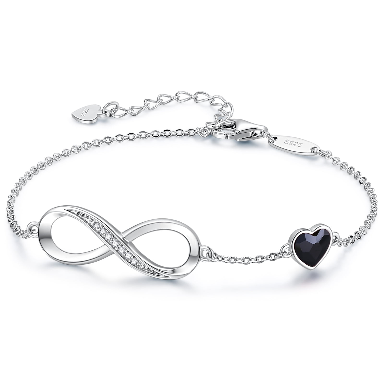 CDE 925 Sterling Silver Bracelet for Women Infinity Heart Symbol Charm  Adjustable Anniversary Jewelry Best Gift Ideas for Women Fine Packing Gift  Box
