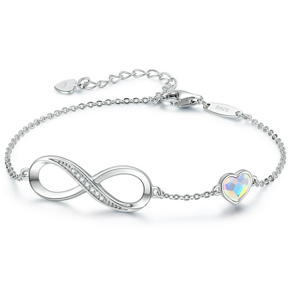 CDE 925 Sterling Silver Bracelet for Women Infinity Heart Symbol Charm Adjustable Anniversary Jewelry Best Gift Ideas for Women Fine Packing Gift Box