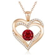 CDE Love Heart Pendant Necklaces for Women 925 Sterling Silver with Birthstone Zirconia Rose Gold Diamond Anniversary Jewelry Best Gift Ideas for Women Fine Packing Gift Box