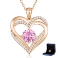 thumbnail image 1 of CDE Love Heart Pendant Necklaces for Women 925 Sterling Silver with Birthstone Zirconia Rose Gold Diamond Anniversary Jewelry Best Gift Ideas for Women Fine Packing Gift Box, 1 of 9