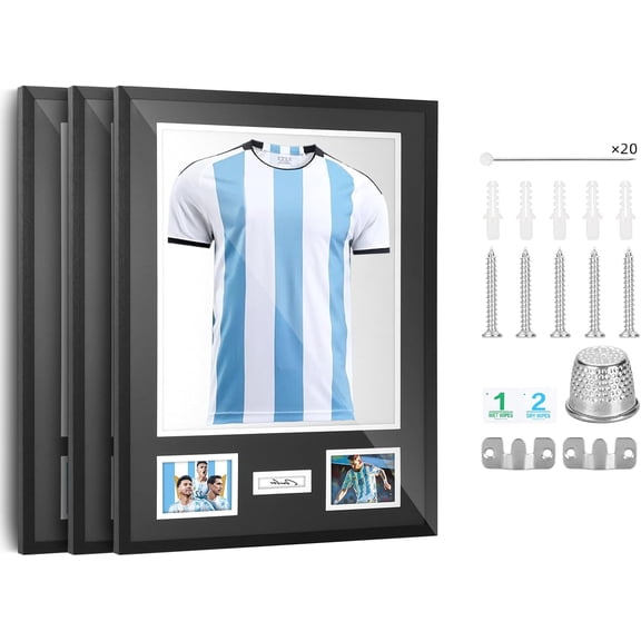 CDEN Jersey Frame, Frames for Jersey Display, t Shirt Display case, Jersey Frame with Picture Slots, Photo Display, for Soccer, Football, Basketball, Baseball (3 Pack)