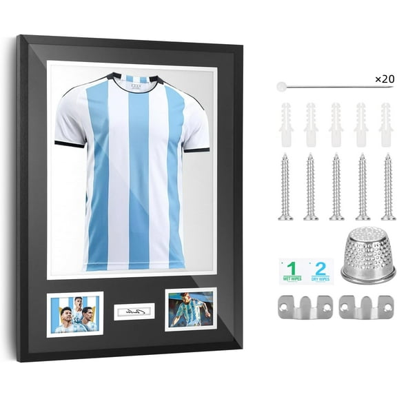CDEN Jersey Frame, t shirt frame, jersey frame with picture slots, jersey display, photo display, for soccer, football, basketball, baseball (1 Pack)