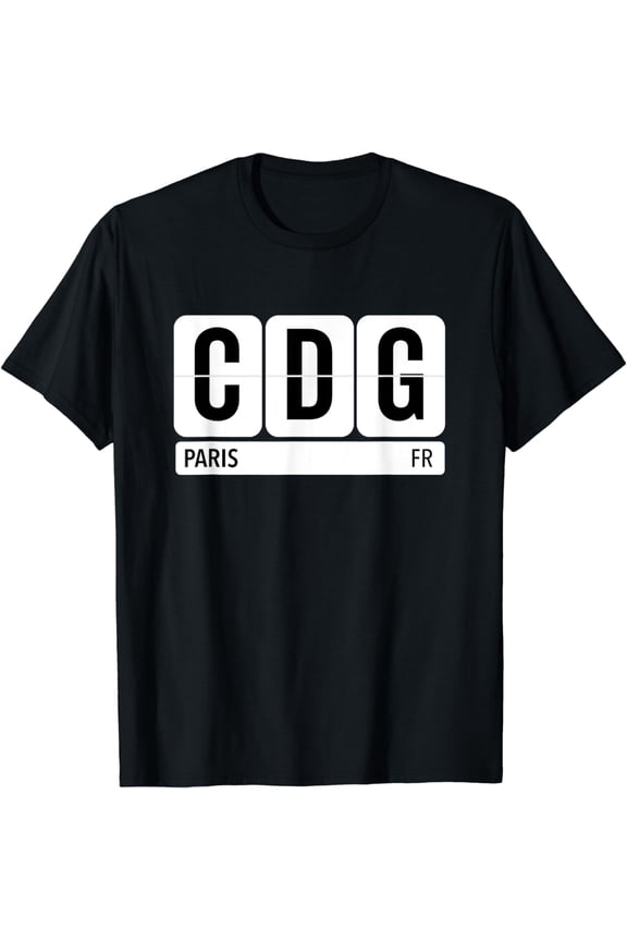 CDG Paris France Travel Souvenir Airport Code Black T-Shirt mens t shirt,black,women,funny,misfits,men,journey,t-shirt