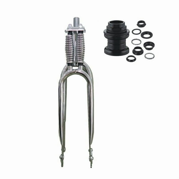 CDH 1" Threaded Chrome Bicycle Fork 26" Dual Springer Classic Bike Fork & 1" Headset Combo