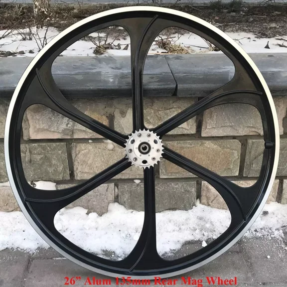 CDH 26" Rear Mag Wheel/Aluminum Bike Wheel Rim & 28T 2 in 1 Sprocket Disc Brake Rotor Adapter