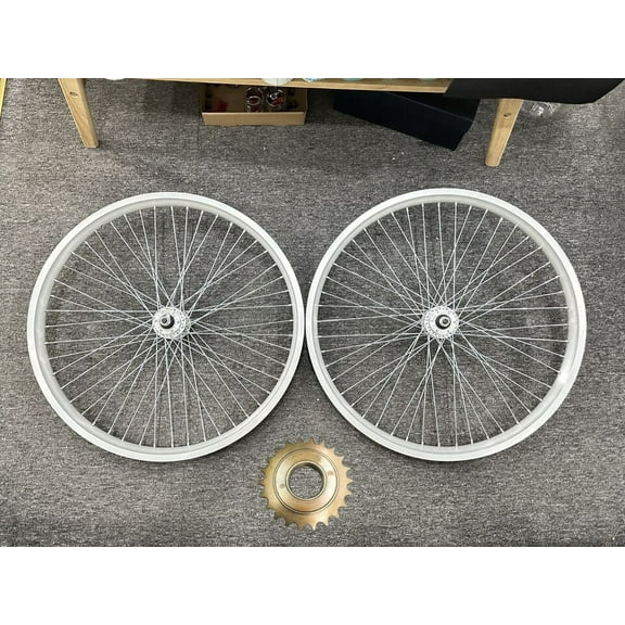 CDH 26"X2.35"/3.5" Double Layer Alum Alloy Bike Wheel Set 12G Rim & 22T Flywheel Beach Cruiser Wheel