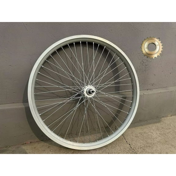 CDH 26"X3.5 Rear Bicycle Wheel Rim 12G & 22T Flywheel, Bike Wheel Silver Color