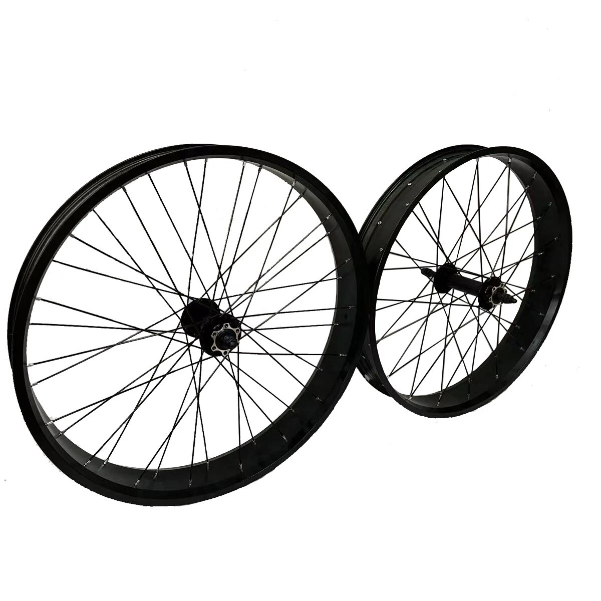 CDH 26"x 4 Fat Tire Bike Rim Bicycle Wheel Set Heavy Duty 12 G Spoke Wheel Black