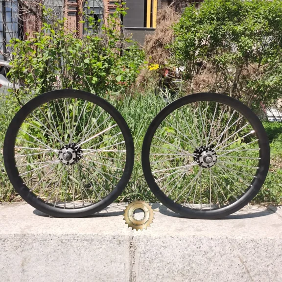 CDHPOWER 20" Bicycle Rim Set Double Wall Bike Wheel Set & 22T Flywheel MTB Road Bike