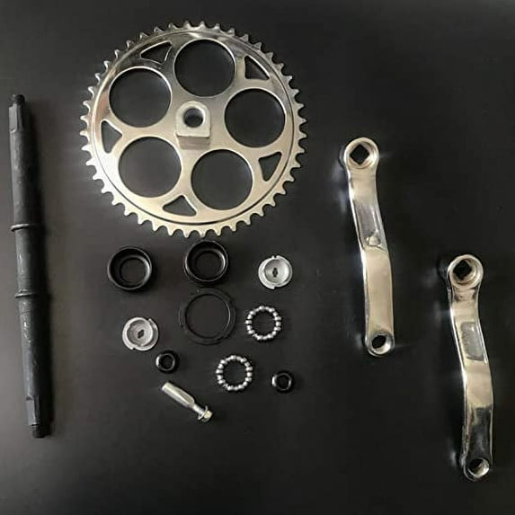 CDHPOWER 36T Wide Crank Assembly 3pcs fit 26" cruiser style frame, silver color for Gas Motorized Bicycle