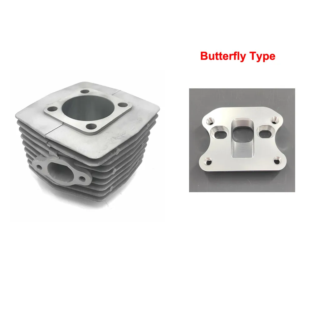 CDHPOWER Silver PK80 Cylinder 47MM & Dio Reed Valve Kit BlockButterfly Type-Gas Motorized Bike