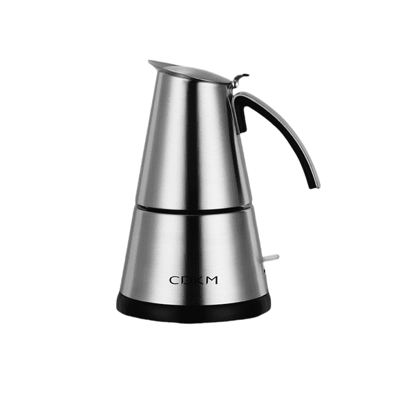 CDKM Electric Moka Pot 6-Cup, One-Touch Automatic Coffee Maker with Stainless Steel & Safety Valve - Espresso Machine for Stovetop-Free Brewing Quick 5-Min