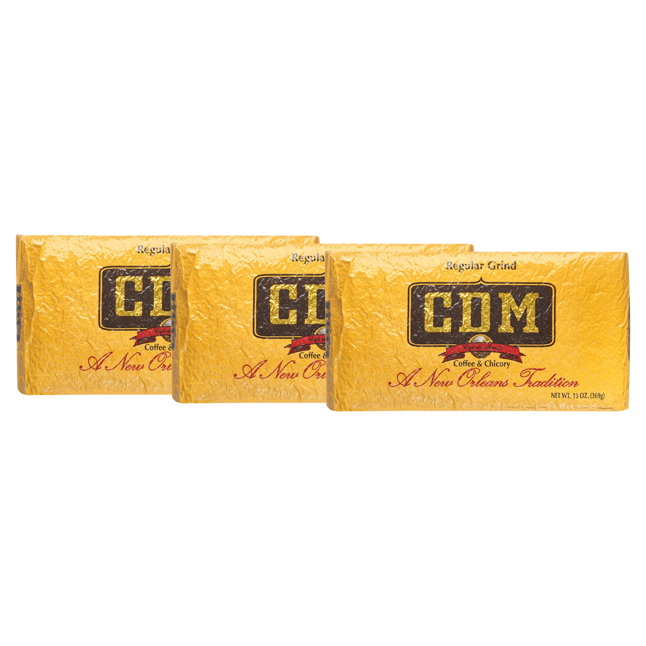 (3 pack) CDM Coffee & Chicory Regular Grind Ground Coffee, 13 Oz