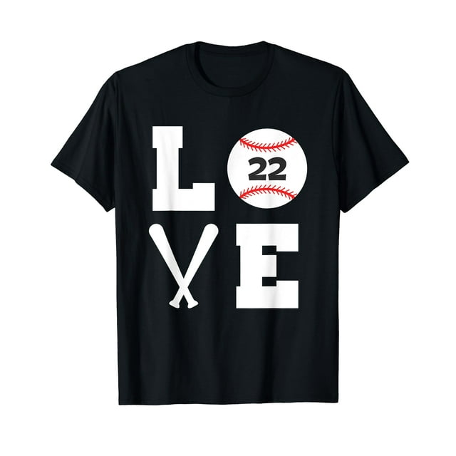 CDMGG I Love Baseball Player Number 22 Shirt graphic tee,women's