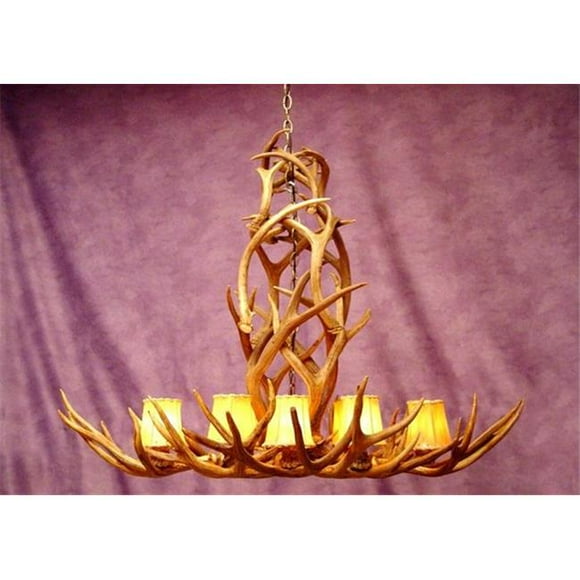 CDN Antler Design UNSRMDRKYMTN Real Antler Rocky Mountian Mule Deer 6 Light Sockets Chandelier with 6 ft. Rustic Bronze Chain