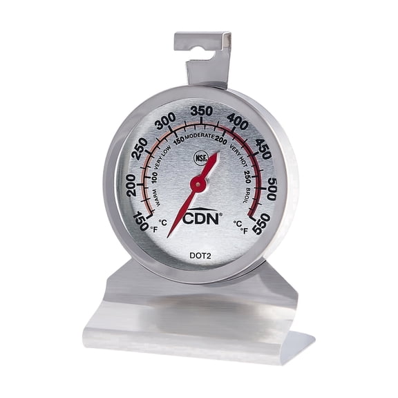 CDN Oven Thermometer ProAccurate, Easy-to-Read 2" Dial, Stainless Steel Housing, Temperature Zones, Stand or Hang, Monitor Oven Temperatures, NSF Certified - DOT2
