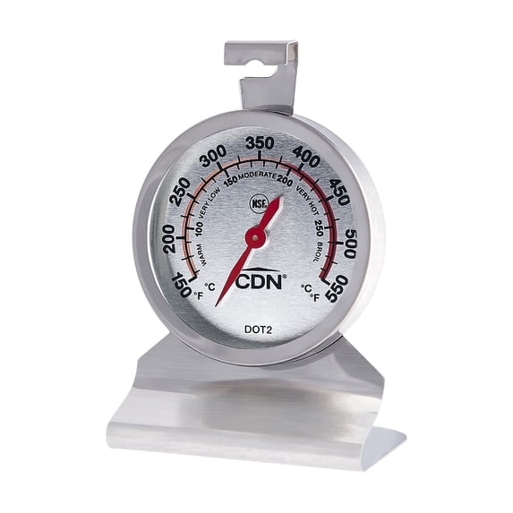 CDN Oven Thermometer ProAccurate®, Easy-to-Read 2" Dial, Stainless Steel Housing, Temperature Zones, Stand or Hang, Monitor Oven Temperatures, NSF Certified - DOT2